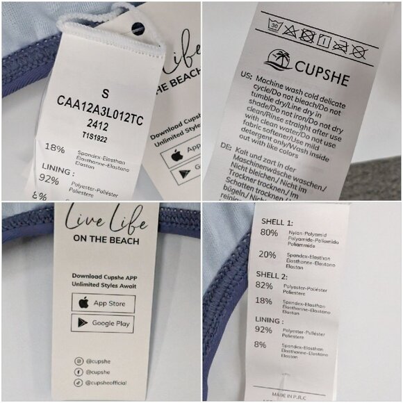 Cupshe Roaming River Sporty Back Swim Top Womens Blue Bikini Bralette Size S - Picture 5 of 12